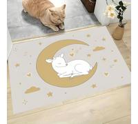 Animation Mignonne Paillasson Attrape-Poussière, Petit Cerf Croissant Lune Tapis de Sol Antidérapant Lavable en Machine, 50 x 80 cm Tapis d'Entrée pour Chien Entrée Porte et Couloir - Jaune Moutarde