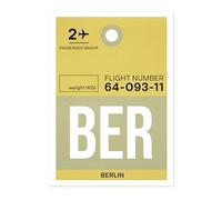 Animato Affiche de Berlin pour bagages - Impression de billet d'aéroport - Tampon de voyage - Art mural - Mat d'archivage - A2 (impression uniquement) - 59,4 x 42 cm