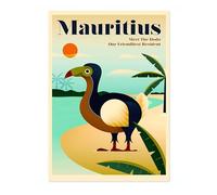 Animato Affiche de voyage vintage de l'île Maurice, Afrique, impression tourisme rétro, attractions populaires dans le monde, décoration d'intérieur, carte postale mate, 50 x 70 cm (impression