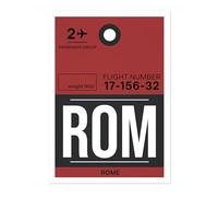 Animato Affiche Rome pour bagages - Impression de billet d'aéroport - Tampon de voyage - Art mural - Mat d'archivage - A3 (impression uniquement) - 42 x 29,7 cm