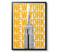 Animato Empire State Building, New York, art mural, architecture graphique moderne, cadeau de décoration de voyage, archivage mat, A4 (impression uniquement) - 29,7 x 21 cm