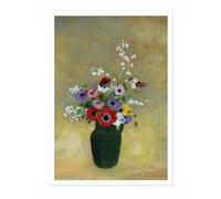 Animato Grand vase vert avec fleurs mélangées art mural vintage bouquet floral peinture à l'huile œuvre d'art impression nature morte rétro décoration d'intérieur affiche, 50 x 70 cm (impression