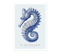 Animato Impression d'art d'exposition nautique hippocampe, impressions botaniques vintage, océanographie rétro, illustration d'art mural, nature salle de bain, décoration d'intérieur, A4 (impression