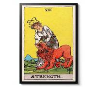Animato Impression de carte de tarot de force, art mural vintage illustration, décoration fantaisie spirituelle, poster lion mystique, archivage mat, 50 x 70 cm (encadré) - 50 x 70 cm