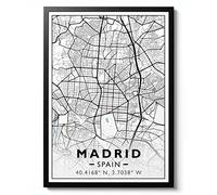Animato Impression de Madrid, affiche de carte de la ville, art mural de voyage moderne, idée cadeau de décoration d'intérieur, décoration d'intérieur, archivage mat, A4 (impression uniquement) - 29,7