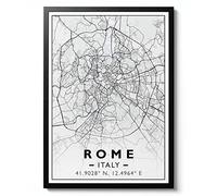 Animato Impression de Rome, carte de la ville, art mural de voyage moderne, idée cadeau de décoration d'intérieur, archivage mat, A3 (impression uniquement) - 42 x 29,7 cm