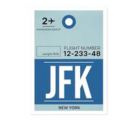 Animato New York - Jfk - Affiche de billets d'aéroport, timbre de voyage, cachet mural, archivage mat, A1 (impression uniquement) - 84,1 x 59,4 cm