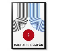 Animato Poster Bauhaus au Japon, bleu et noir, style japonais du milieu du siècle, décoration murale géométrique moderne, impression pour la maison, archivage mat, A3 (impression uniquement) - 42 x