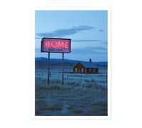 Animato Poster néon Home Sweet Home, citation amusante, photographie Vaporwave, art mural, décoration d'intérieur, mat d'archivage, A2 (impression uniquement) - 59,4 x 42 cm