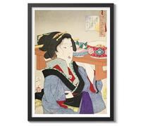 Animato Poster Tsukioka Yoshitoshi « A Waitress At Fukagawa In The Tenpo Era » - Impression sur bois japonaise Ukiyo-E - Art vintage - 50 x 70 cm (impression uniquement) - 50 x 70 cm