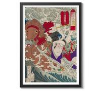 Animato Poster Tsukioka Yoshitoshi Man With Horse In Deluge Of Water - Impression japonaise sur bois Ukiyo-E - Art vintage - 50 x 70 cm (impression uniquement) - 50 x 70 cm