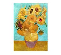 Animato Vase avec douze tournesols vintage - Art mural - Bouquet floral - Peinture à l'huile - Nature morte - Rétro - Décoration d'intérieur - A5 (impression uniquement) - 21 x 14,8 cm