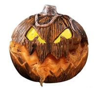 Animatronic Décoration de citrouille effrayante activée par la voix avec yeux jaunes brillants, accessoire d'Halloween pour pelouse, jardin, centre de table et décoration extérieure effrayante