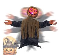 Animatronic Halloween Decoration - Ornement De Vacances Fantômes De Citrouille | Décoration De Cour Balançante Éclairée avec Son pour Le Porche De Jardin Patio Arrière-Cour Prawn Planter Festival