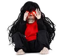 Animatronique d'halloween, Accessoire de crâne Lumineux activé par la Voix, Sons Noirs tremblants et effrayants, Yeux Rouges Brillants, crâne réaliste pour Maisons hantées, fêtes
