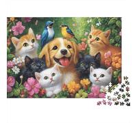 Animaux adorables Animaux Mignons et Amusants Jeu de Puzzle Classique Difficile à Difficile Puzzles Magnifiquement décorés 500 pièces (52x38cm)