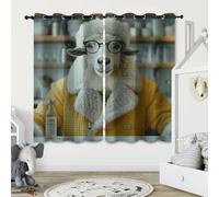 Animaux Anthropomorphes Rideau Occultant 3D Docteur Mouton Isolation Protection UV Thermique avec Oeillets Draperies pour Aux Familles Hôtels Maisons de Location 2 Panneaux L117 x H229 CM