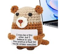 Animaux au crochet - Animaux positifs au crochet - avec carte d'affirmation, décoration de table, tricotée, décoration de bureau à domicile pour femmes, hommes
