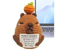 Animaux au Crochet avec rayonnement Positif - Figurines Capybara inspirantes - Doudou Amusant avec Carte d'inspiration - Décoration pour la Maison, Le Bureau, Le Salon, la Chambre à Coucher