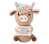 Animaux au crochet positifs - Figurines décoratives, petite positive au crochet | décorations de bureau, rustique confortable, vache des hautes terres crochet multi-usages, étagères