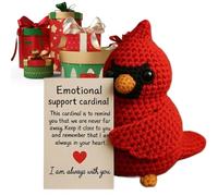 Animaux Bienveillants Au Crochet | Oiseau Inspirant Crochet avec Carte | Décoration Intérieure Douce pour Étagère Bureau Porche Salon Entrée École | Cadeau Saint Valentin Anniversaire