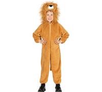 Animaux Carnaval Costume Capuche Crinière Roi De La Steppe Jumpsuit Mardi Gras Amusant Aventure Enfants, Taille : 110/116 Couleur : Marron