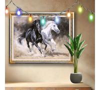 Animaux,Chevaux au galop Peinture Diamant Kit,5D Diamond Painting Adulte 50x40cm,Bricolage Diamant Artisanat Strass Point de Croix Painting,Tableau Diamant Kits pour Décoration Murale Cadeau 511N-4913