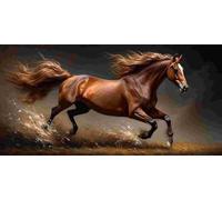 Animaux chevaux Diamond Painting Kit pour Adulte Enfant, 5D Diamant Painting Images Ronde Diamond Peinture Diamant Adulte, DIY Cristal Débutant Art Set pour Décor Murale Maison Cadeaux 40x80cm t-208