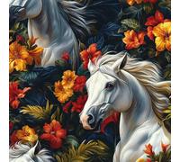Animaux Chevaux Papier Adhesif Meuble Plante Fleurs Mat Papier Peint Mural Film Autocollant Wallpaper Rouleau Impermeable Stickers Collant Décoration pour Cuisine Tables Armoires Mur 0.4X20 M