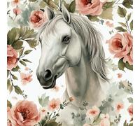 Animaux Chevaux Papier Peint Adhesif Plante Fleurs Motif Mural Film Décoratif Meuble Intissé Wallpaper Autocollant Imperméable Mat Stickers Collant pour Armoires Murs Salon Chambre 0.45X10 M
