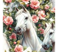 Animaux Chevaux Papier Peint Autocollant 0.45X3 M Meuble Film Décoratif Plante Fleurs Imperméable Mat Stickers Collant Rouleau Facile à Nettoyer et Amovible pour Surface Porte Armoire Cuisine