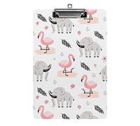 Animaux d'Afrique Éléphant Flamant Format A4 Presse-papiers Drôle Esthétique Travail Étude Lettre Standard Clip Board 12,5 × 8,5 pouces Panneau dur pour salle de classe scolaire Enfants écriture dess
