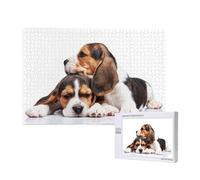Animaux de Compagnie Mignons Chiots Beagle Chiens,Puzzle Familial en Bois de 1 000 pièces pour Adultes et Adolescents, décoration d'intérieur