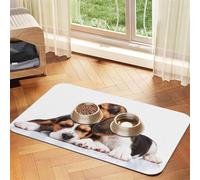 Animaux de Compagnie Mignons Chiots Beagle Chiens,Tapis d'alimentation pour Animaux de Compagnie, Sets de Table en Cuir PU pour Chats et Chiens,40x60cm