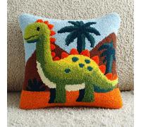 Animaux de dessins animés Kit De Crochet À Loquet Coussin,mignon petit dinosaure,Kit de crochet de loquet,taie d'oreiller avec motif pré-imprimé pour la maison Noël,43x43cm