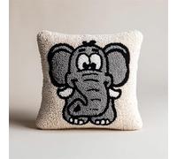 animaux de dessins animés Loquet Crochet Coussin Kits,mignon bébé éléphant,Kit Crochet DIY Coussin Couvre Avec Loquet Crochet Outil Adapté Pour Enfants Et Adultes,43x43cm