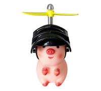 Animaux De Guidon - Jolies Figurines D'animaux Avec Casques À Hélice | Ornement De Guidon De Porc Mignon Pour Moto, Jouet À Détection De Vibrations, Hélicoptère En Bambou, Accessoire De Moto Amusant E