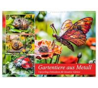 Animaux de jardin en métal - des idées de décoration upcycling pour des jardins créatifs, Version française (Calendrier mural 2026 DIN A3 portrait), Calendrier CALVENDO mensuel