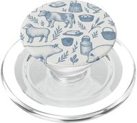 Animaux de la Ferme Bleu côtier avec Motif Minimaliste Rustique PopSockets PopGrip pour MagSafe
