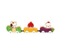 Janod - Animaux de la Ferme Magnétiques - Jouet d'Éveil - 3 Véhicules + 3 Animaux en Bois - Développe la Dextérité - Jeu en Bois FSC - Dès 18 Mois,J03316