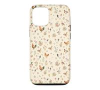 Animaux de la Ferme - Motif Floral Cottagecore, Poulet et Canard - Esthétique Coque pour iPhone 12/12 Pro