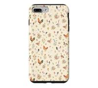 Animaux de la Ferme - Motif Floral Cottagecore, Poulet et Canard - Esthétique Coque pour iPhone 7 Plus/8 Plus