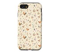 Animaux de la Ferme - Motif Floral Cottagecore, Poulet et Canard - Esthétique Coque pour iPhone SE (2020) / 7/8
