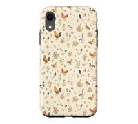 Animaux de la Ferme - Motif Floral Cottagecore, Poulet et Canard - Esthétique Coque pour iPhone XR