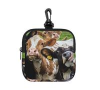 Animaux de la Ferme Vaches Bovins,Pochette de Rangement carrée à Fermeture éclair, Porte-Monnaie en néoprène, Petit Portefeuille, Pochette à Monnaie, Porte-Monnaie