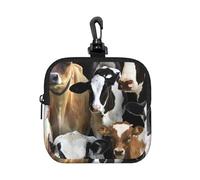Animaux de la Ferme Vaches laitières Vache,Pochette de Rangement carrée à Fermeture éclair, Porte-Monnaie en néoprène, Petit Portefeuille, Pochette à Monnaie, Porte-Monnaie