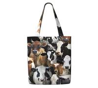 Animaux de la ferme Vaches laitières Vache，Sacs d'épicerie réutilisables, sacs fourre-tout de grande capacité, sac à bandoulière en toile