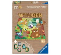 Ravensburger - Puzzle en Bois rectangulaire - Animaux de la forêt - 22 pièces Robustes et Naturelles Dont 5 Figurines en Bois pour Jouer - Qualité Premium - pour Enfants à partir de 4 Ans - 12004080