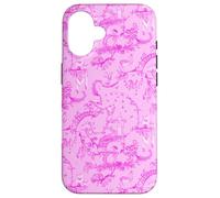 Animaux de la forêt Rose Vif en Toile, Ours, Lapin, cerf, Renard Coque pour iPhone 16
