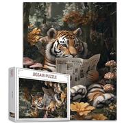 Animaux de la jungle - 1000 pièces - Puzzle pour adultes - Tigre - Lecture de journaux - Images - Puzzle de forêt - Puzzle pour activité familiale - Bricolage - Bricolage - Décoration d'intérieur